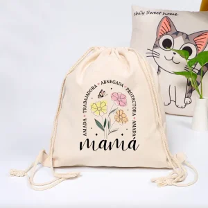 mochila de tocuyo tipo morral con cierre de cordón f